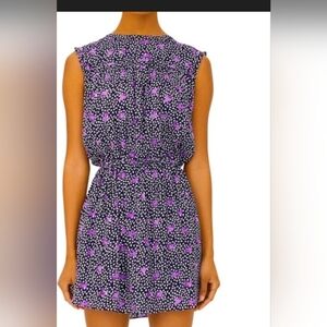 Maje Purple and Black Floral Mini Dress